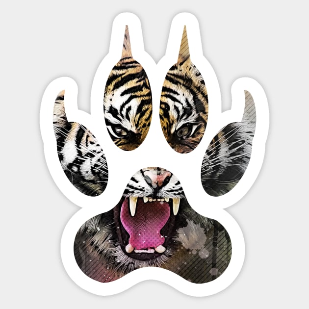 Angry Tiger Face Claw Sticker by Kryptic